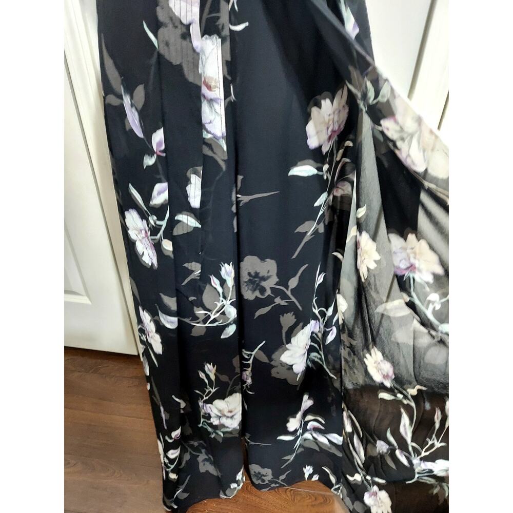 WHBM SZ 2 Belted Jumpsuit Floral Keyhole V-Neck Palazzo Wide Leg Sleeveless - Picture 3 of 15
